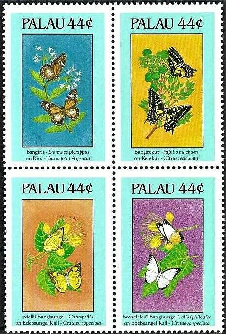 1988 "palau Islands" Butterflies, Papillons, Farfalle Complete Set Vf/mnh! Look!