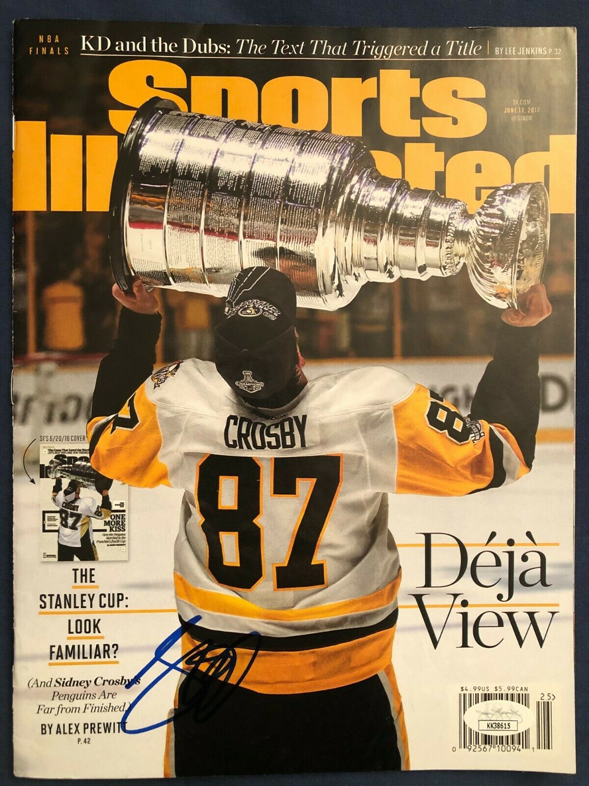 2017 Jun Sports Illustrated Sidney Crosby Signed Autograph Penguins Cup Jsa