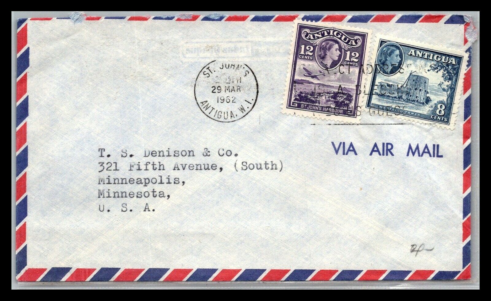 Gp Goldpath: Antigua Cover 1962 Air Mail _cv725_p24