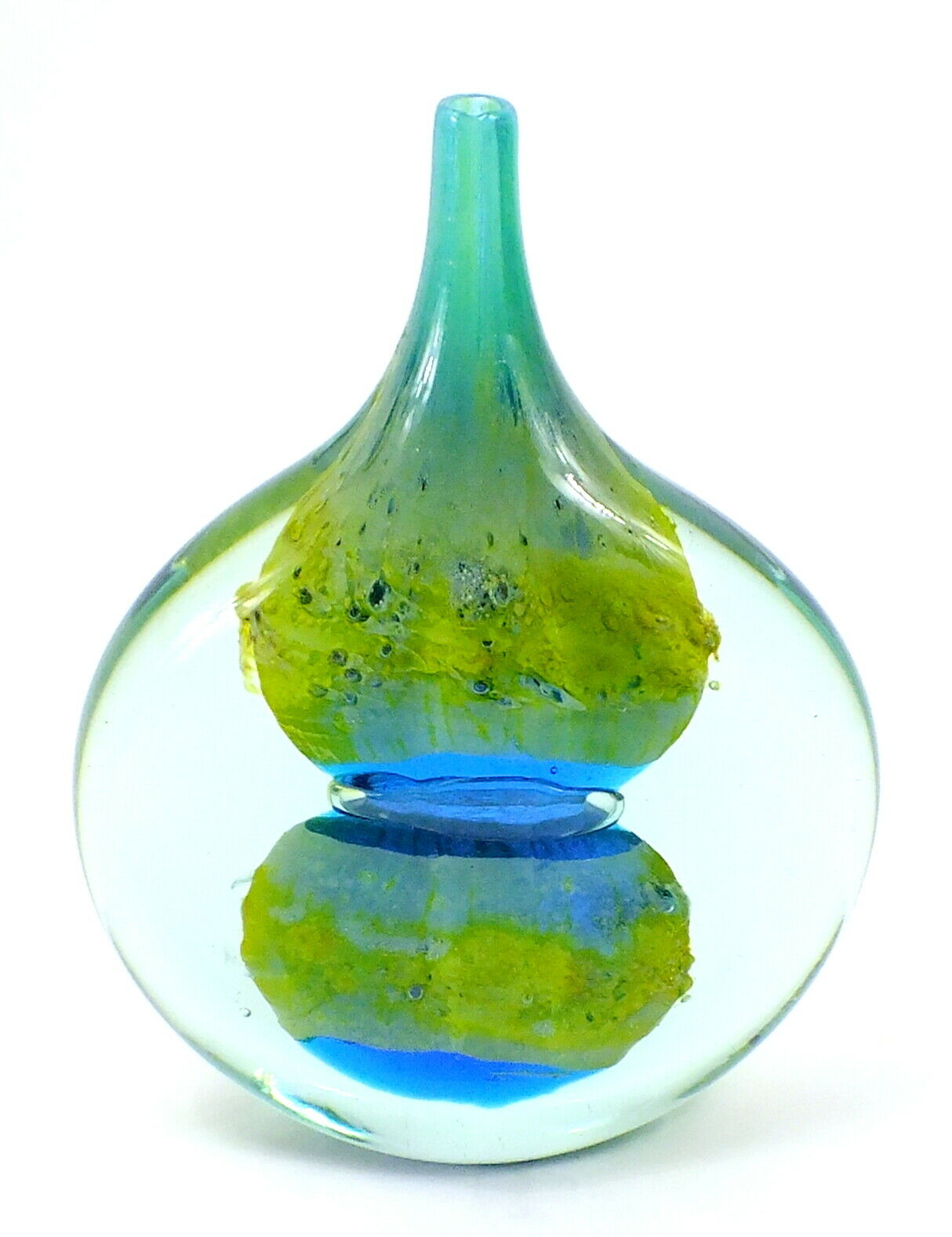 Signed Art Hand Crafted Studio Maltese Mdina Glass Cut Ice Lollipop Vase