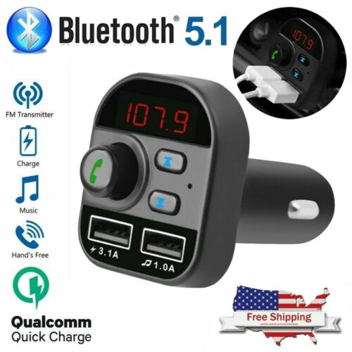 Bluetooth Car Fm Transmitter Mp3 Player Wireless Aux Radio Fast 2 Usb Charger X8