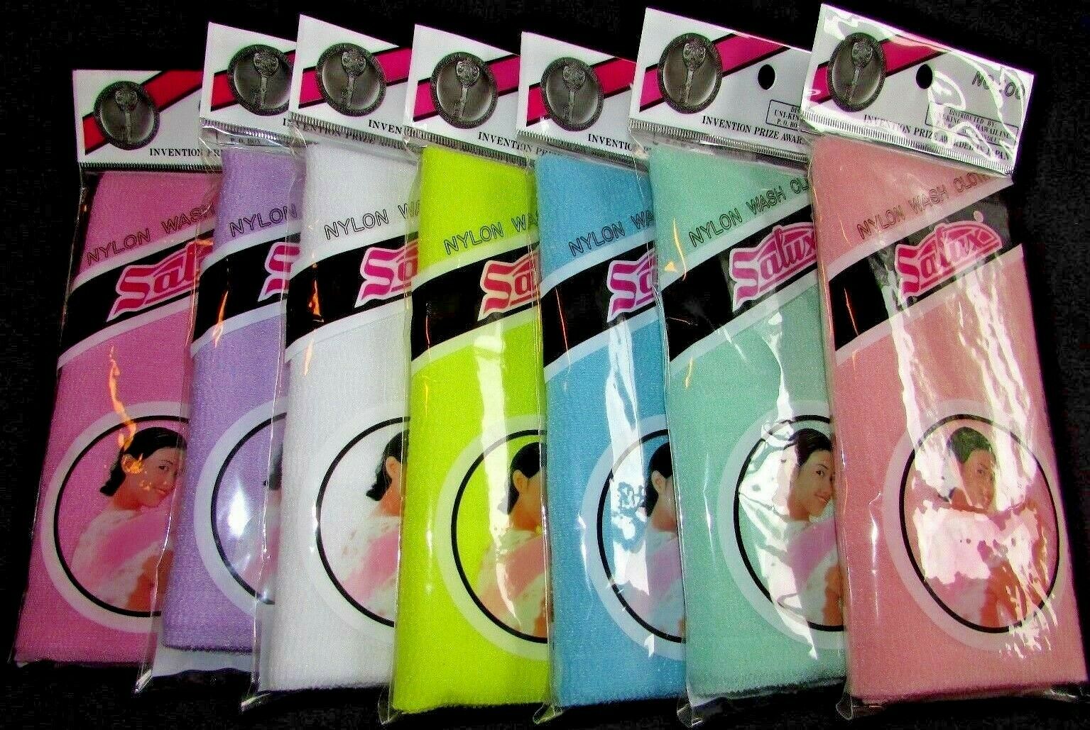 Salux New 2 Pack Nylon Japanese Beauty Wash Cloth 11" X 35" Stimulating Massage