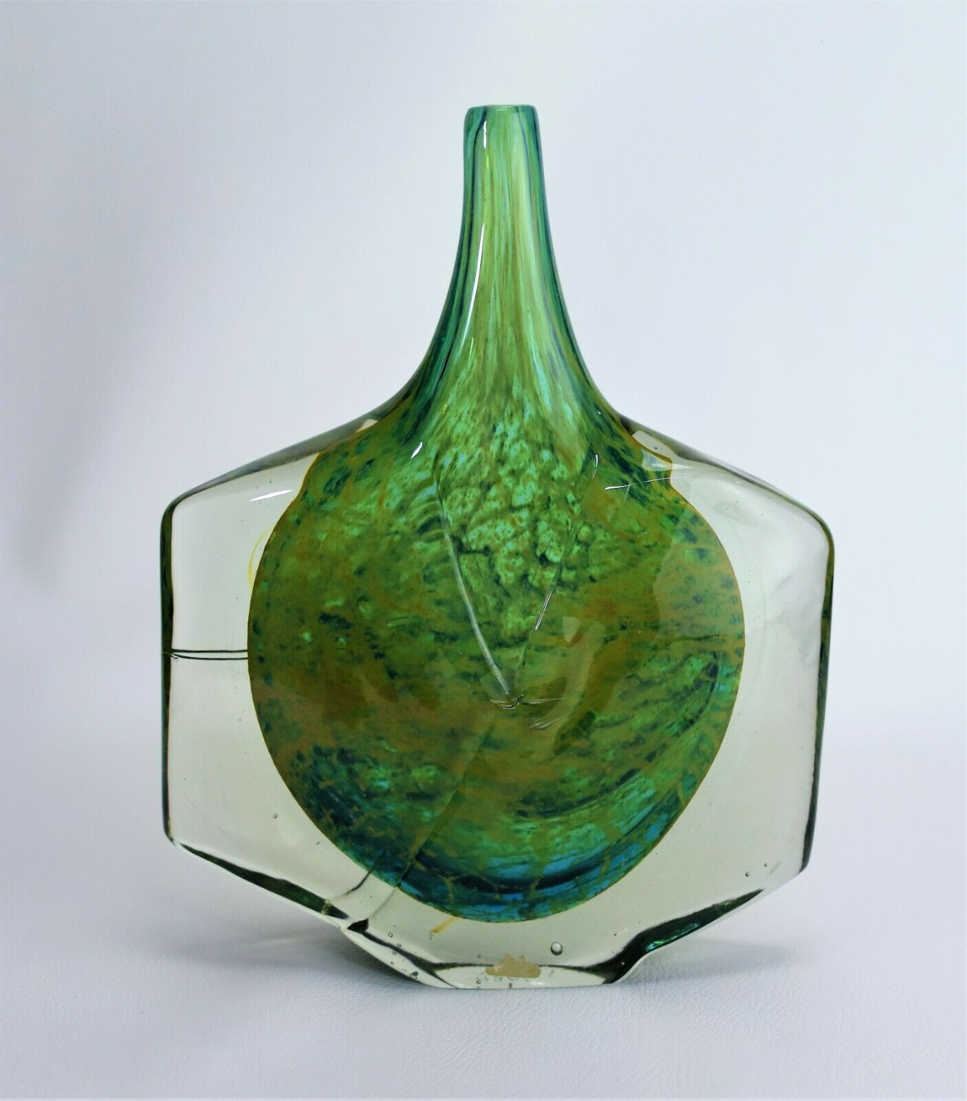 Mdina Glass Vase Michael Harris Fish Head Axe Mcm 1984