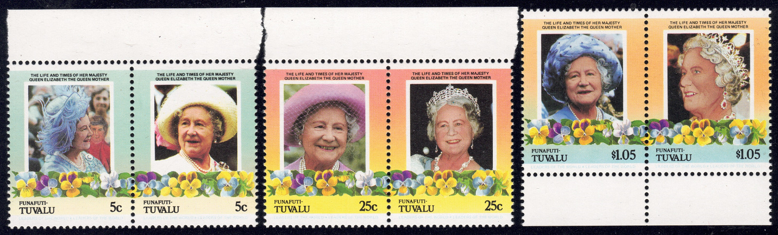 1985-86 Funafuti Tuvalu Sc# 45-48-queen Mother Type Of 1984-3 Differ. Pairs-m-nh