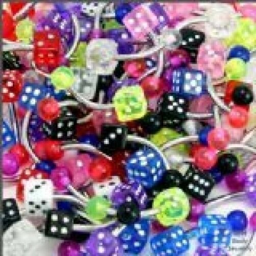 5 14g Uv Dice Belly Button Rings Wholesale Lot No Dups
