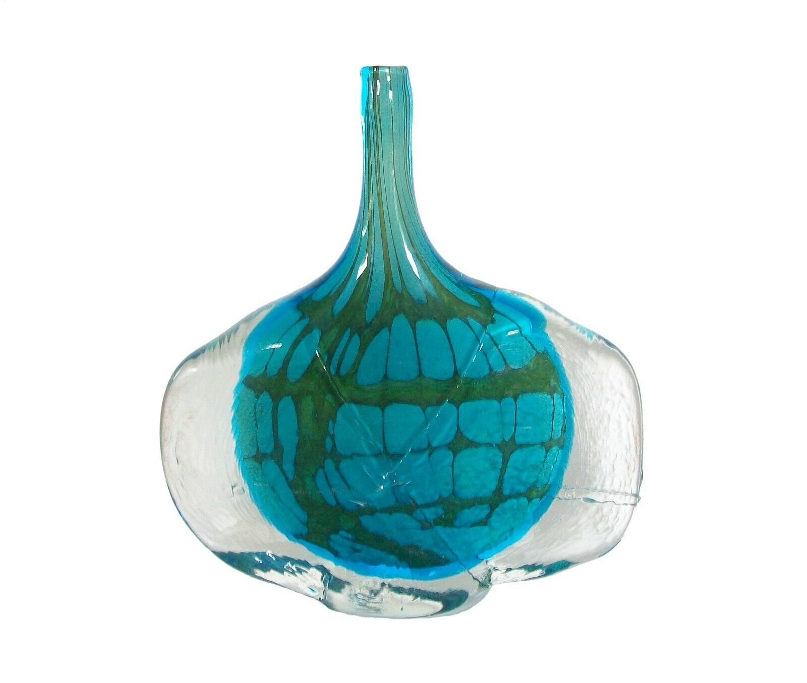 Mdina Glass/mdg - Mid Century Studio Glass Fish Vase - Unsigned - Malta - C.1970