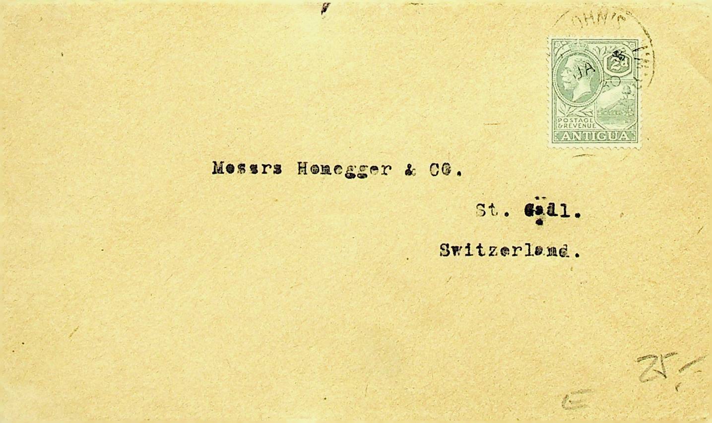 Antigua 1930 2d Kgv On Cover To St. Gallen Switzerland