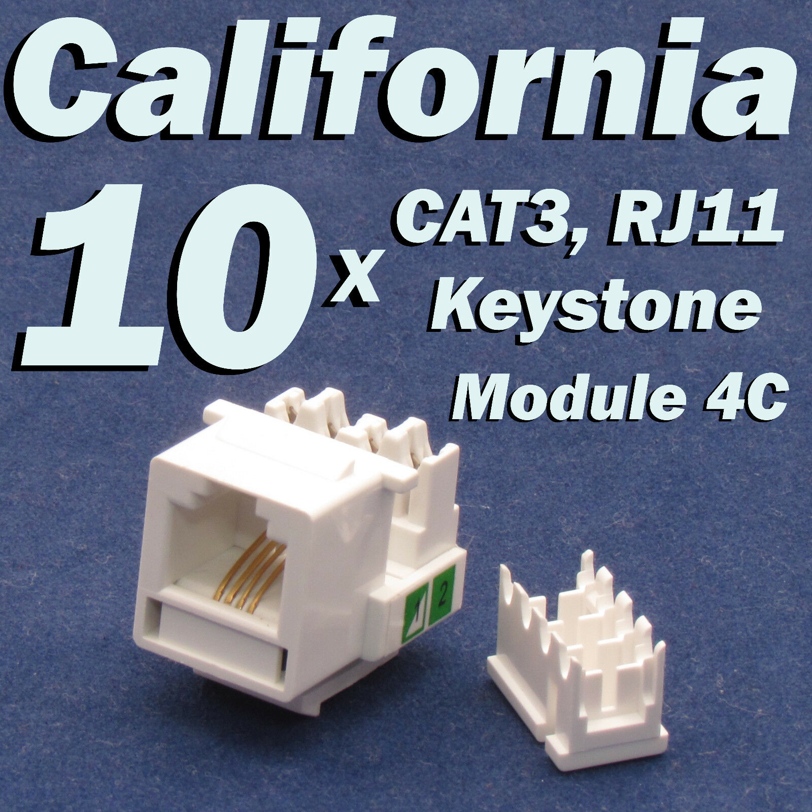 10 X Pcs Cat3 Keystone Jack Rj11 6p4c Phone Telephone Rj12 Modular White Cat 3
