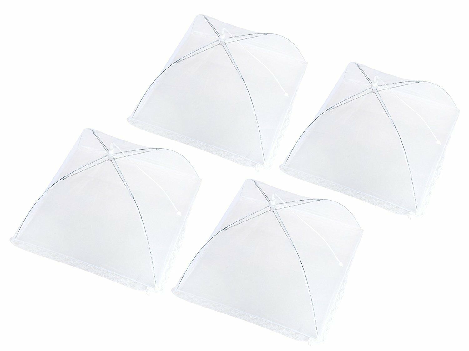 Set Of 4 Pop Up Mesh Screen Food Cover Tents White - Keep Out Flies, Bugs, Mosqu