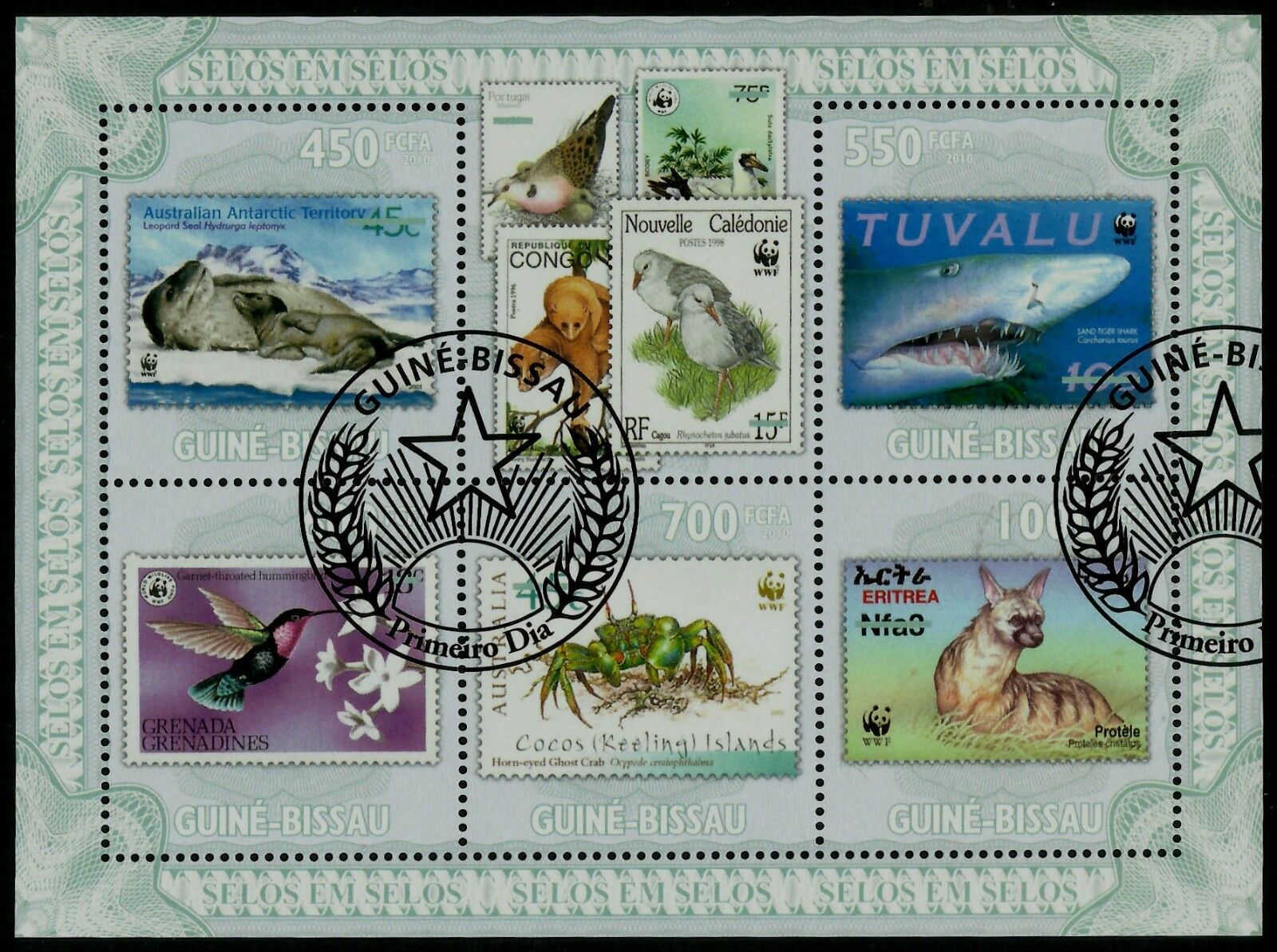 Tuvalu, Stamp Over Stamp, Fauna, Cto, Mnh, Year 2010