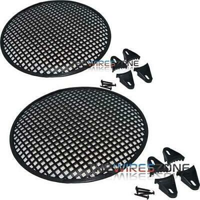 12" Metal Speaker Subwoofer Sub Waffle Mesh Grill Cover W/ Clips & Screws (pair)