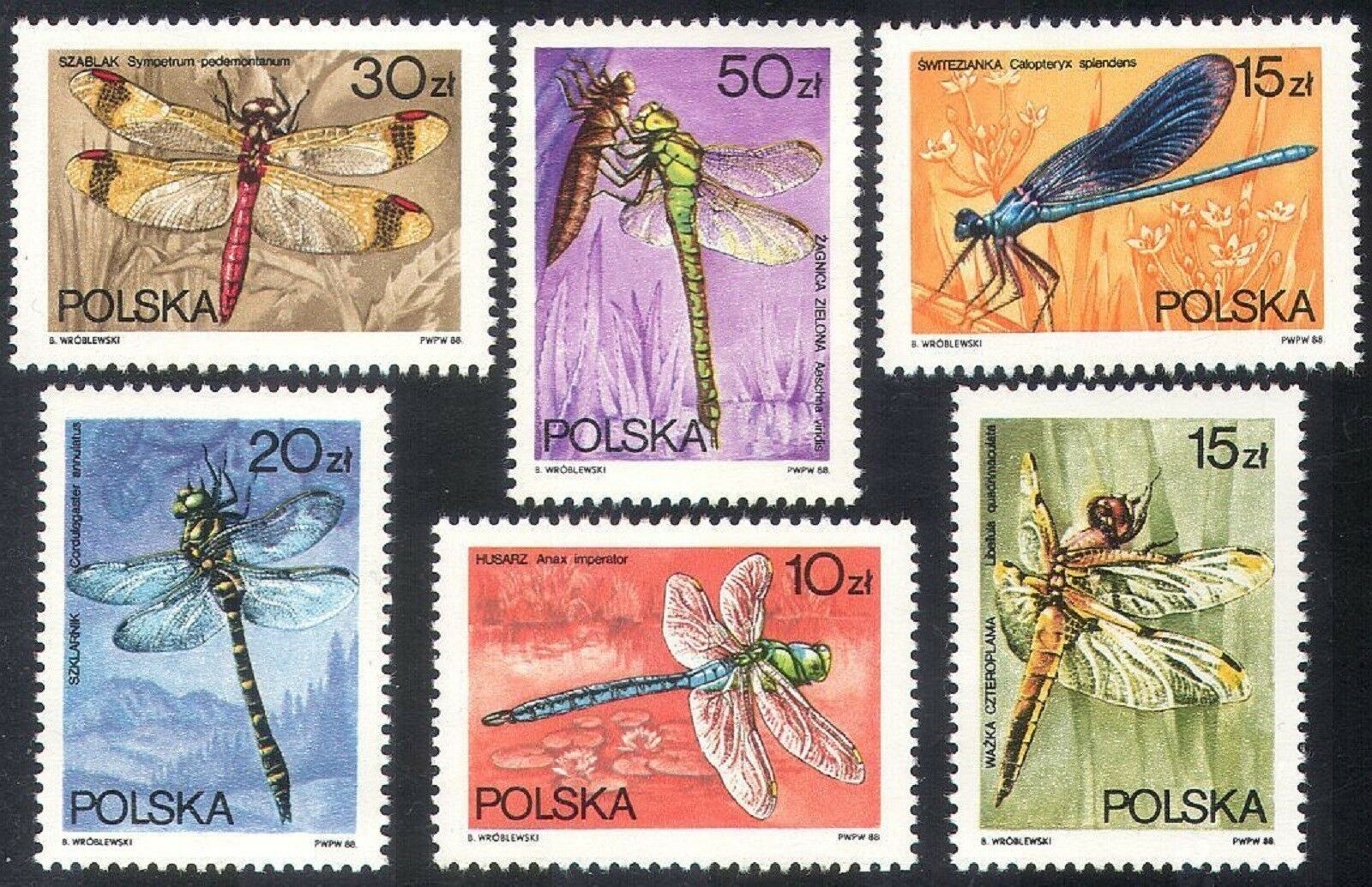 Poland 2841-2846, Mnh. Michel 3134-3139. Dragonflies 1988. X28228