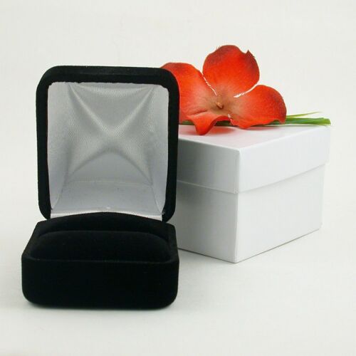 New Black Velvet Ring Jewelry Display Gift Box