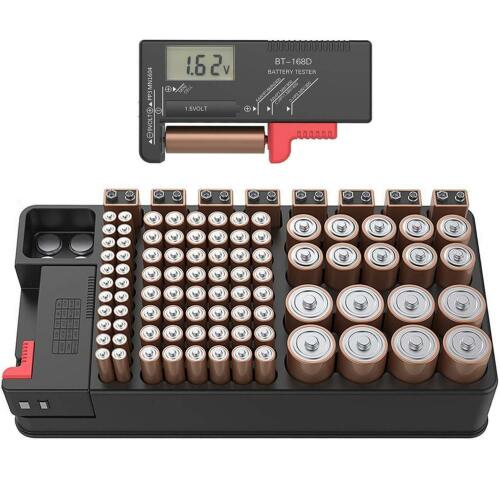Battery Tester Organizer Storage Case With Digital Tester Hold 110 Battery