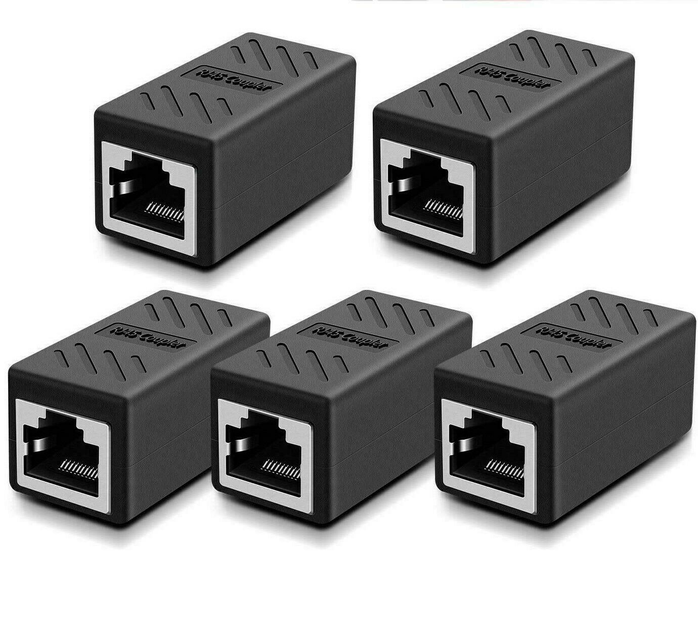 (5 Pack) Rj45 Inline Coupler Cat7 Cat6 Cat5e Ethernet Lan Network Cable Adapter