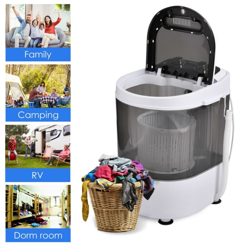 8 Lbs  Mini Washing Machine Compact Laundry Spinner Washer With Dryer Spin-dry