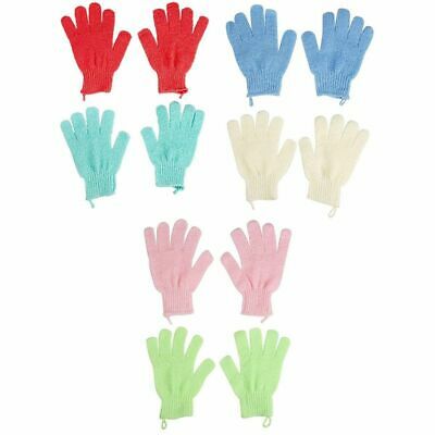 6-pair Exfoliating Bath Gloves W/ Hanging Loop For Shower Body Scrub Spa Massage
