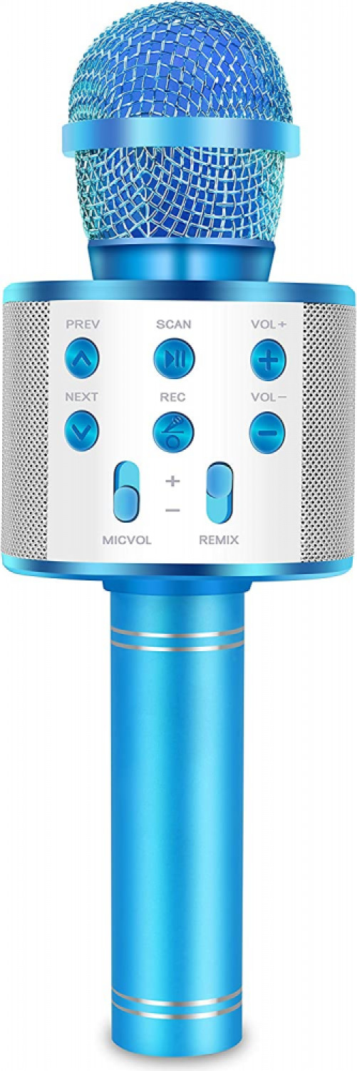 Ijo Handheld Bluetooth Karaoke Microphone-kids Birthday Wireless Mic Blue