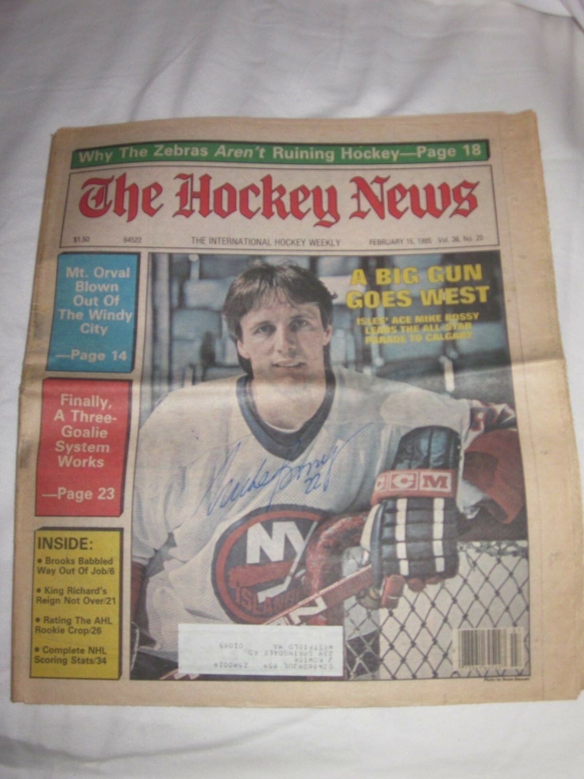 Mike Bossy Autographed 1985 February Hockey News-hof