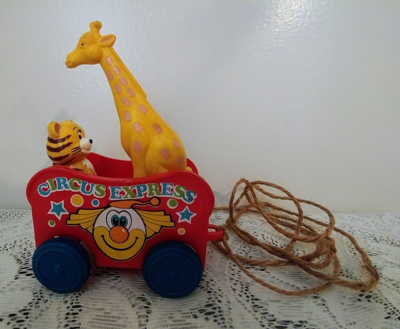Vintage Circus Express On Wheels Hard Plastic Pull Toy