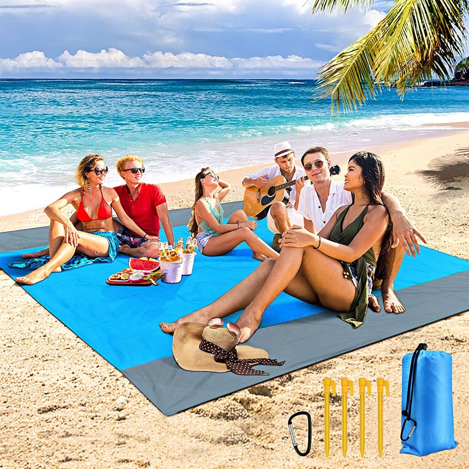 Beach Blanket, Sand Free Waterproof Picnic Blankets Oversized 83" X 79"
