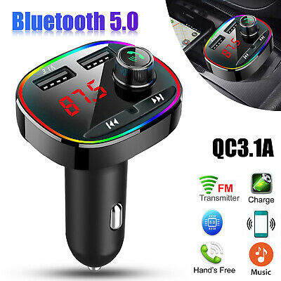 Car Bluetooth Fm Transmitter Wireless Radio Mp3 Hands-free Usb Charger Adapter