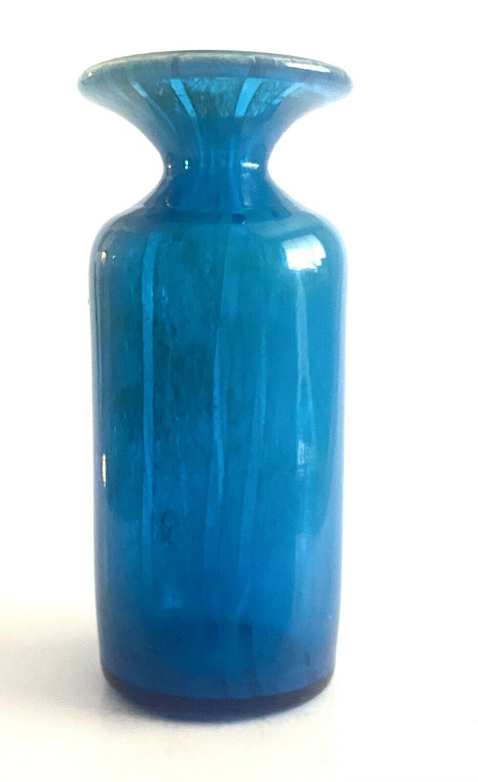 Vintage Mdina Blue & Yellow/gold “ming” Pattern Malta Glass Vase