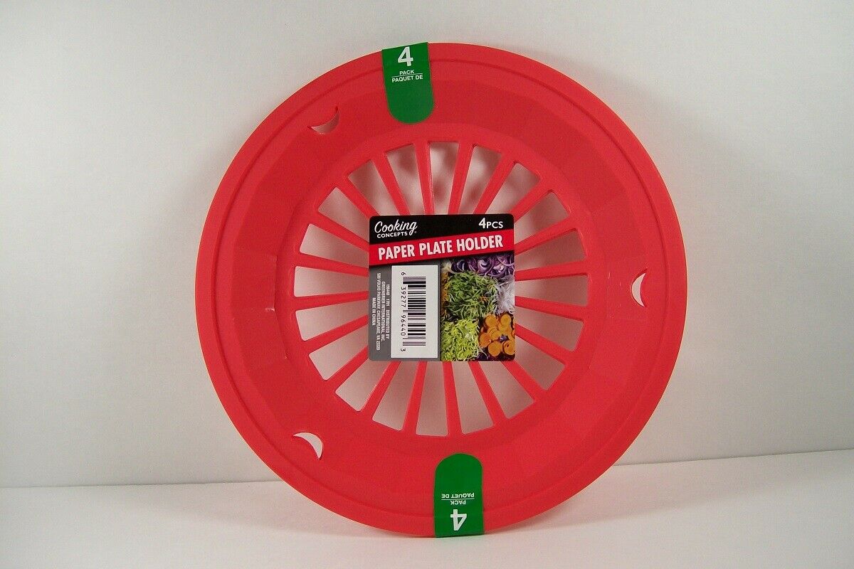 9" Paper Plate Holders Red / Mellon Picnic Camping Bbq Patio Set Of 4 Free Ship