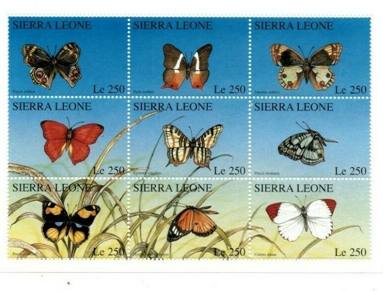 Vintage Classics - Sierra Leone Butterflies - Sheet Of 9 - Mnh