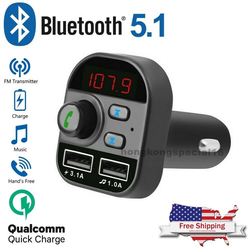 Bluetooth In-car Wireless Fm Transmitter Mp3 Radio Adapter Car Kit 2 Usb Charger