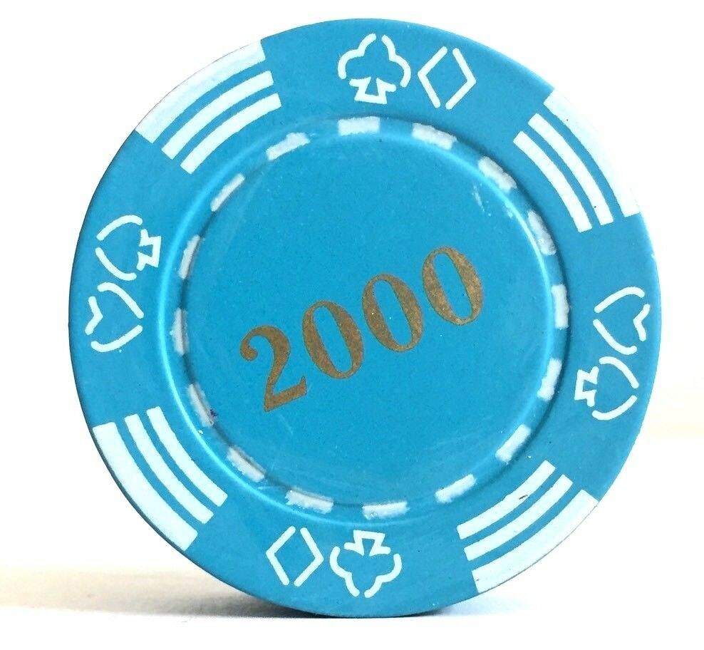 Refillable 2000 Poker Chip Butane Cigarette Lighter - Blue