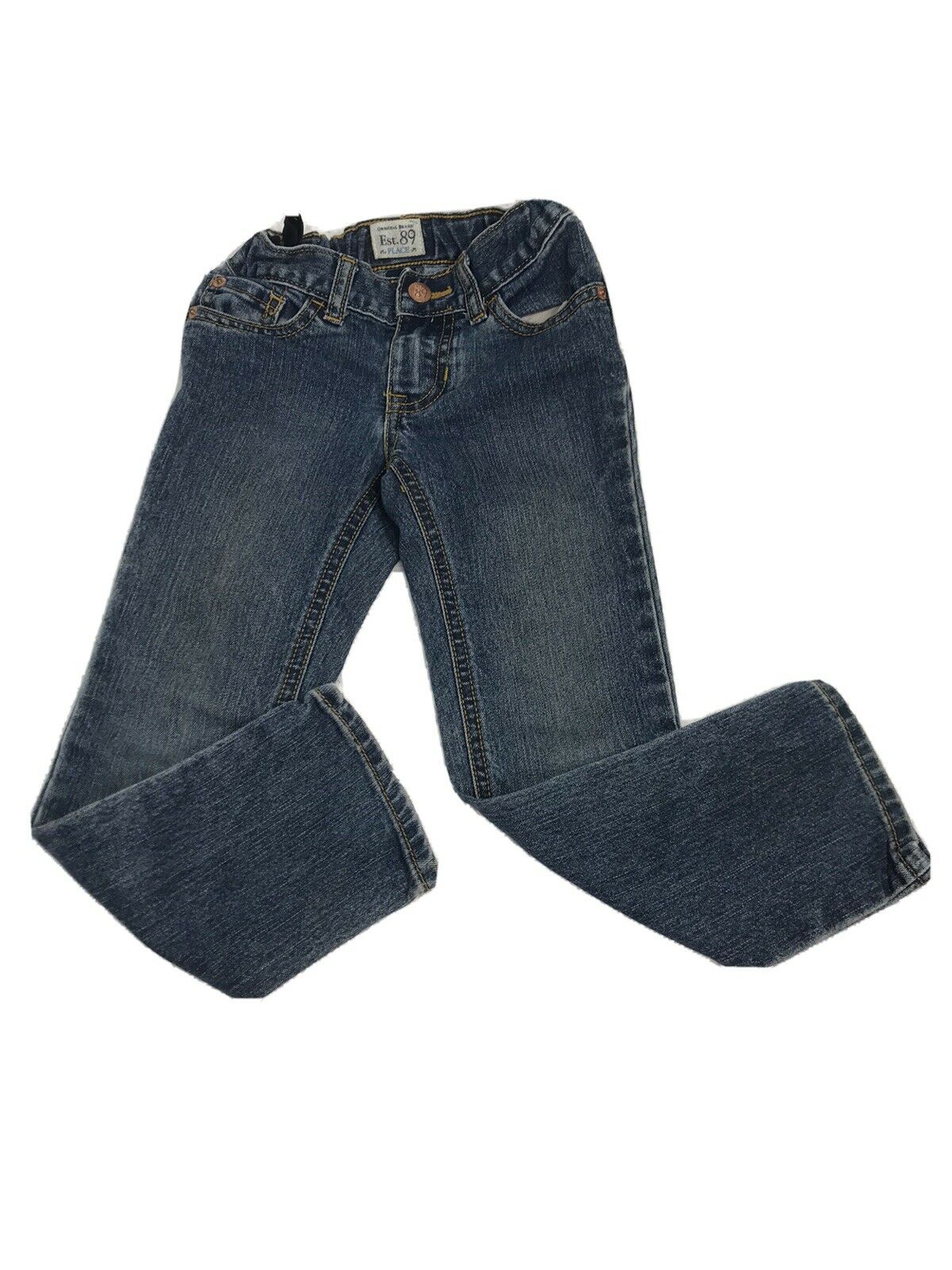 Children's Place Jeans Sz 5 Adjustable Waist Skinny  Stretch- Heart Pocket *euc