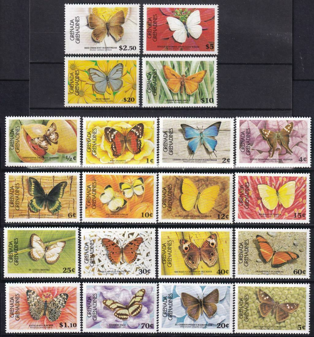 F-ex26156 Grenada & Grenadines Mnh 1985-86 Butterflies Mariposas Papillon Insect
