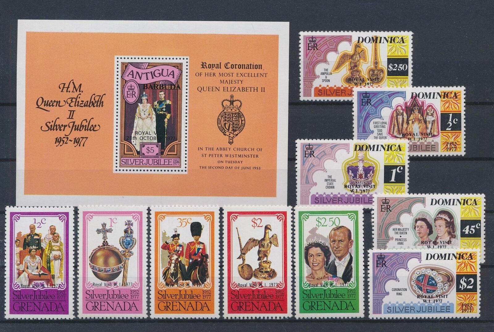 Lq20155 Antigua Coronation Elizabeth Ii Fine Lot Mnh