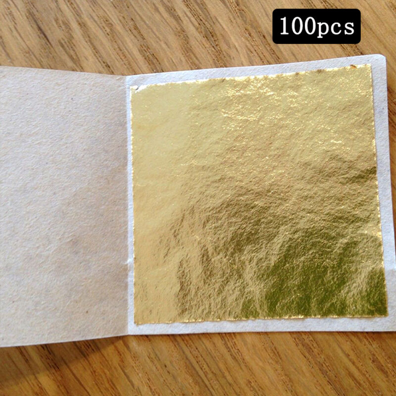 100pcs Gold Leaf Sheets. For Art Crafts Design Gilding Framing Scrap New