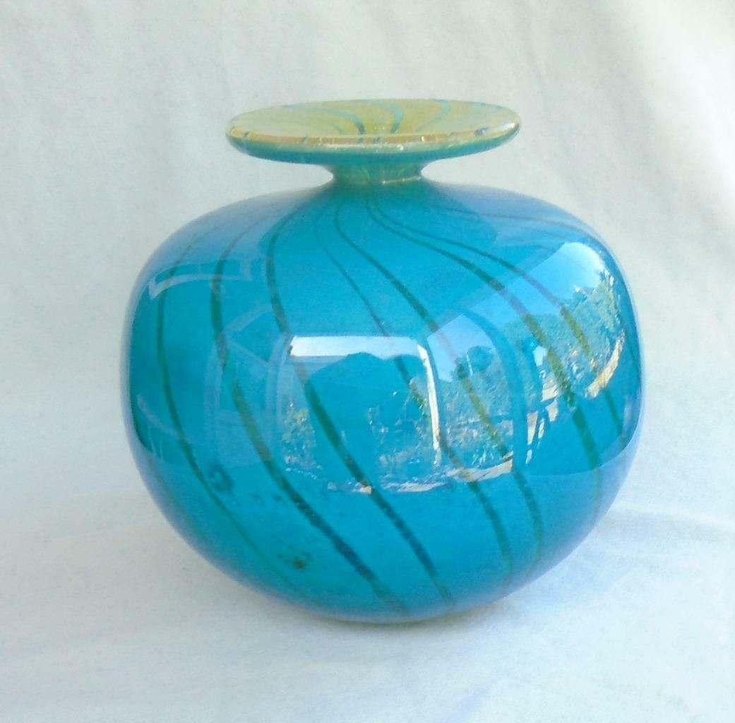 Mdina Art Glass Globe Vase 1978 Artist Signed