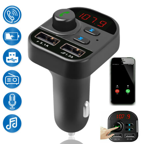 Bluetooth Car Fm Transmitter Mp3 Player Hands Free Radio Adapter Kit Usb Charger