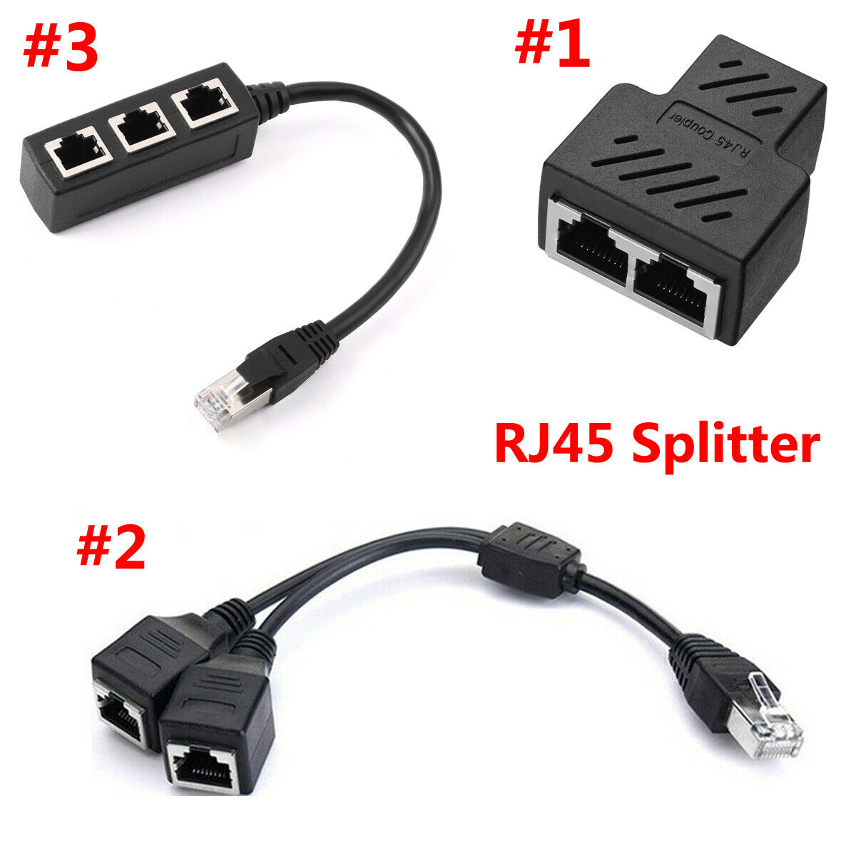 Rj45 Splitter Adapter 1 To 2 1 To 3 Ways Cat 7 6 5 Lan Ethernet Cable Connector