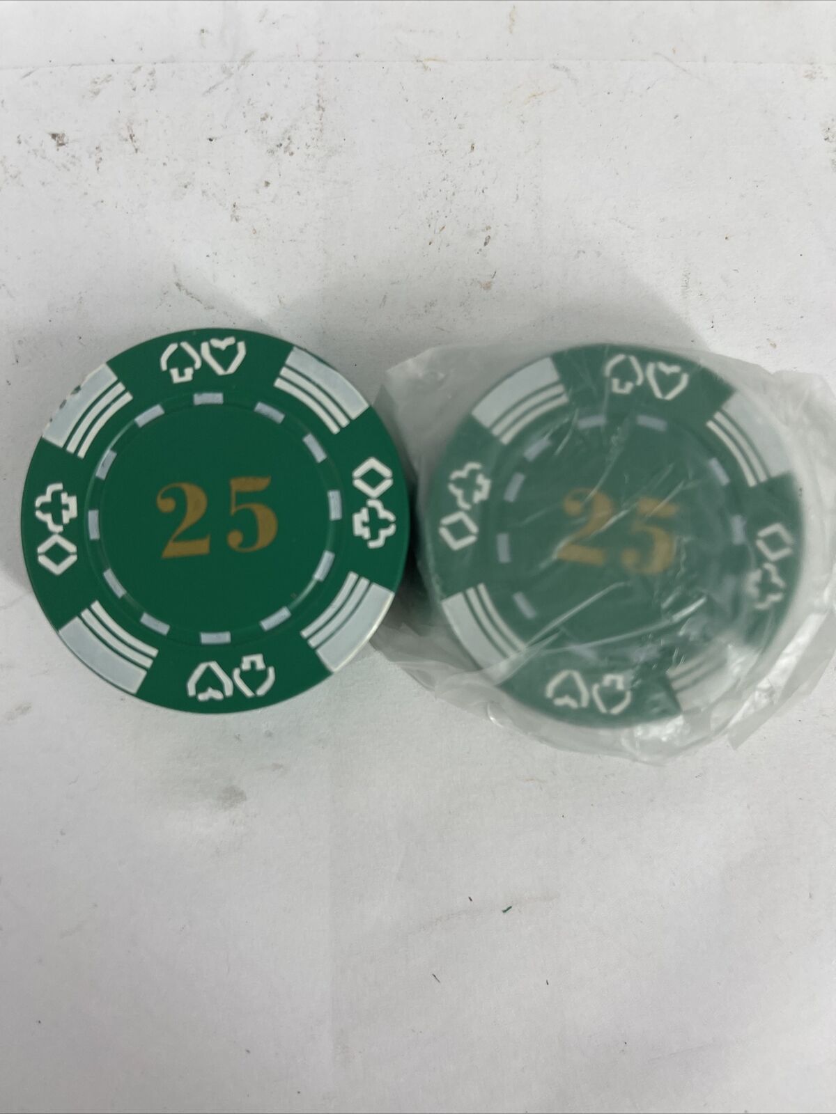 Lot Of 2 Green Casino Poker Chip 25 Refillable Butane Cigarette Lighters