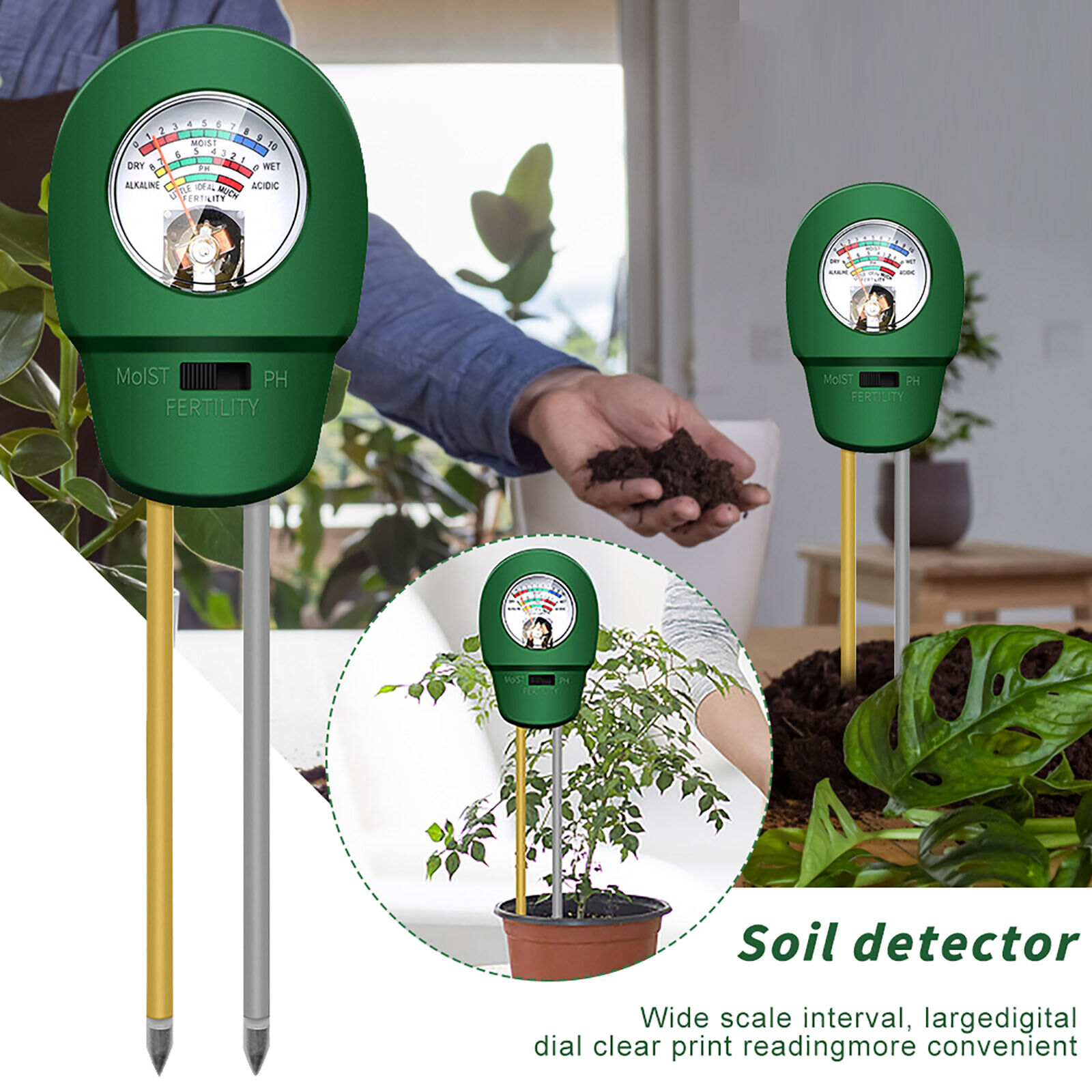 Three Functions Soil Ph Tester Soil Nutrients Ph Meter For Gardening Farming