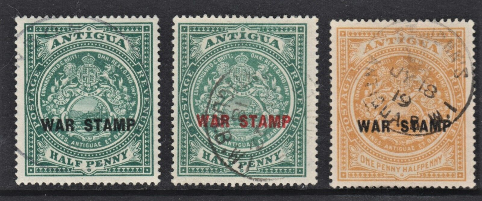 Antigua Fine Used 1916-1918 War Stamp Overprinted Issues