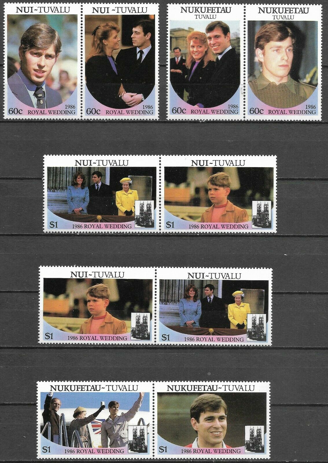 Tuvalu - 1986 Mnh "royal Wedding" Stamps Collection !!!