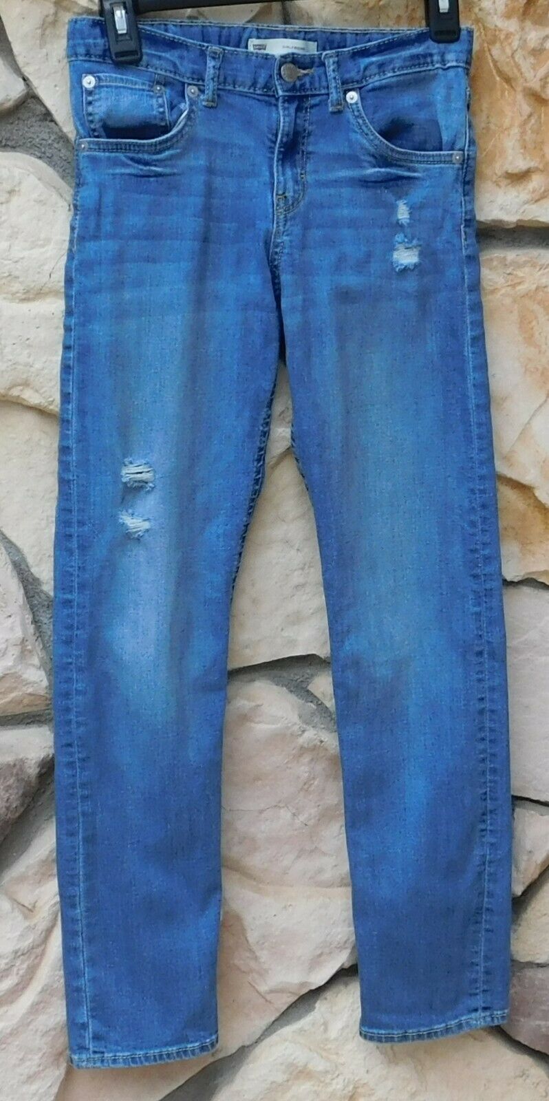 Levi's Girlfriend Distressed 12 Regular Blue Jeans Adjustable Waist