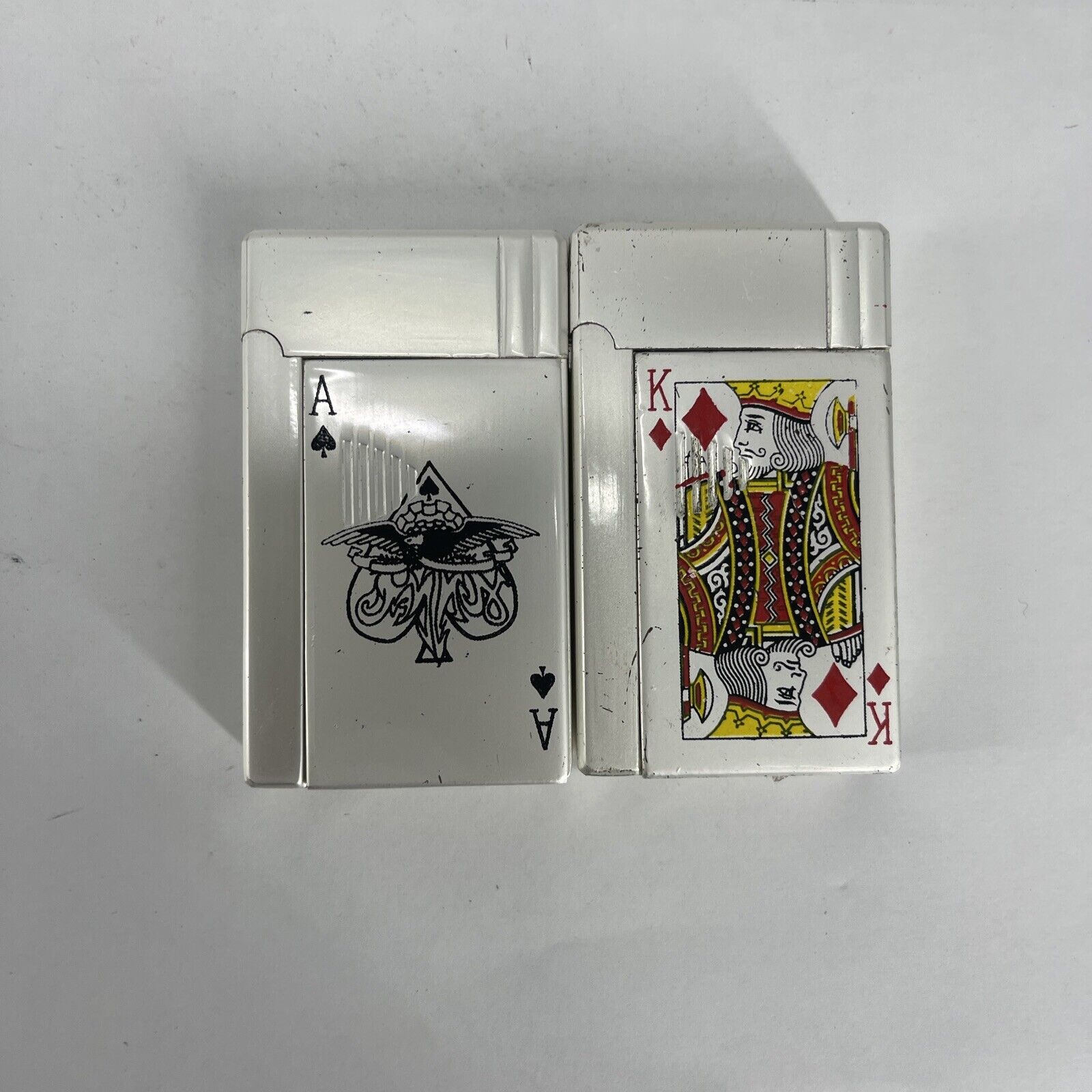 Lot Of 2 King Of Diamonds/ace Of Spades Playing Card Butane Refillable Lighter