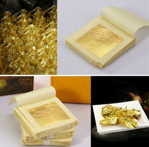 10 Sheets Pure Gold Leaf Foil 24k For Art Food Facial Spa Gilding Crafting