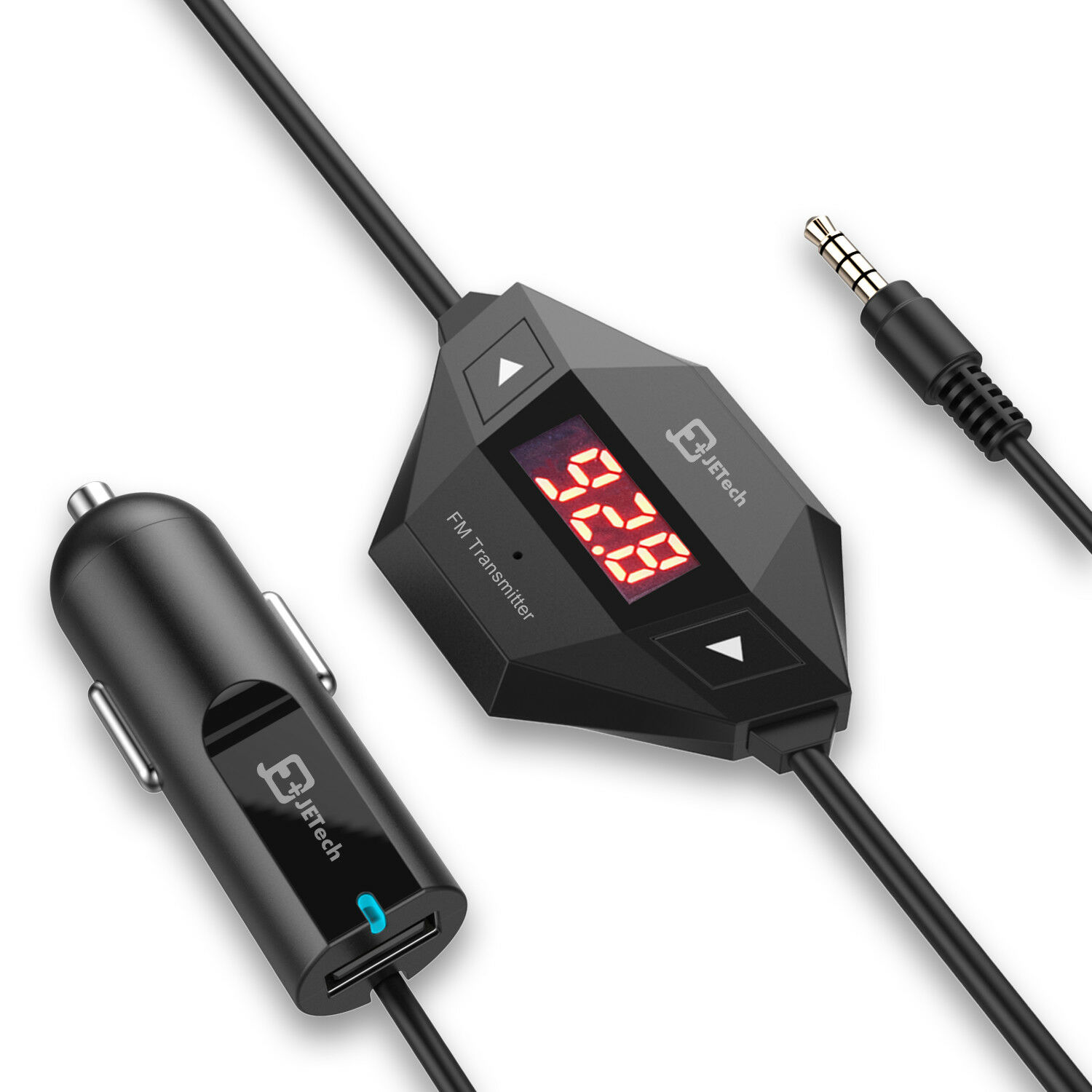 Jetech Wireless Fm Transmitter Radio Car Kit With 3.5mm Audio Plug Car Charger