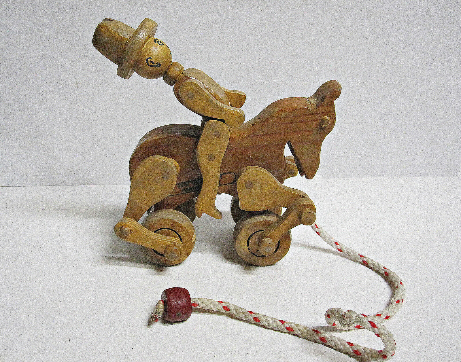 Pull Along Wooden Toy Horse With Rider Hand Crafted By Martin Parker Vintage