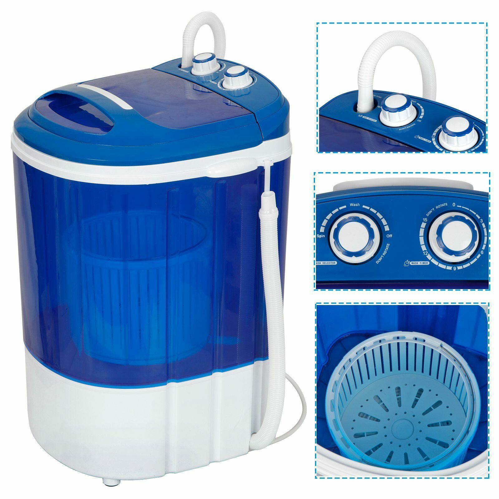 9lbs Portable Compact Washing Machine W/washer&spinner,gravity Drain Pump Hose
