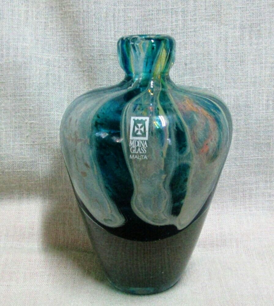Mdina Art Glass Paperweight Signed And With Original Label 5" Tall