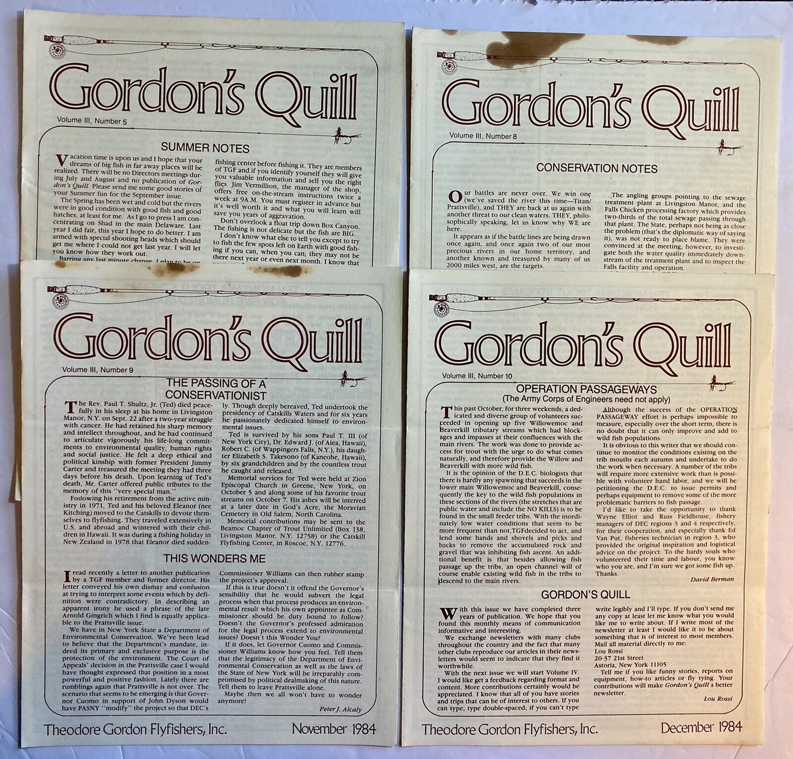 Theodore Gordon Flyfishers Inc 1984 Lot Of Newsletters Fly Fishing Vintage Fish